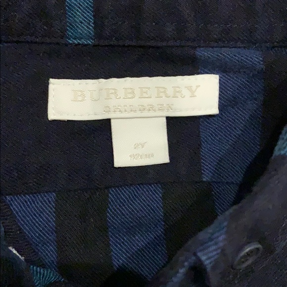 Burberry blue plaid shirt, size 2Y - Picture 3 of 5